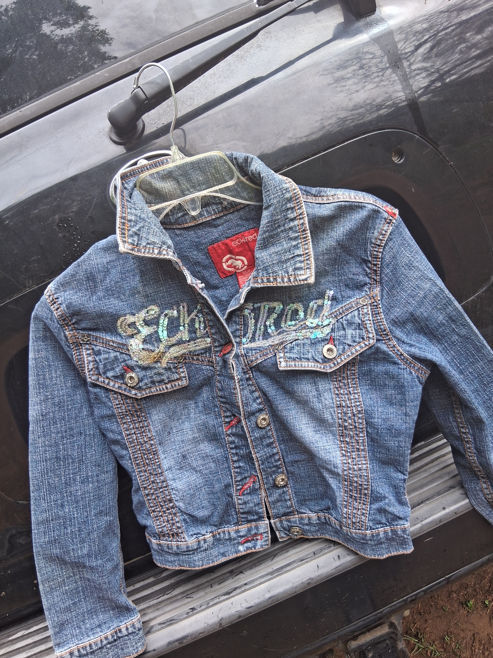 EckoRed y2k Denim Cropped Jacket